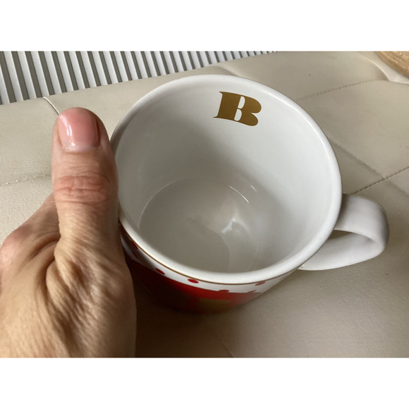 Target Stoneware Monogram "B" Coffee Mug Tea Cup White W/Red Polka Dots 15oz - Picture 6 of 9
